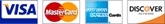 Visa, MasterCard, American Express, and Discover credit cards and debit cards are accepted.